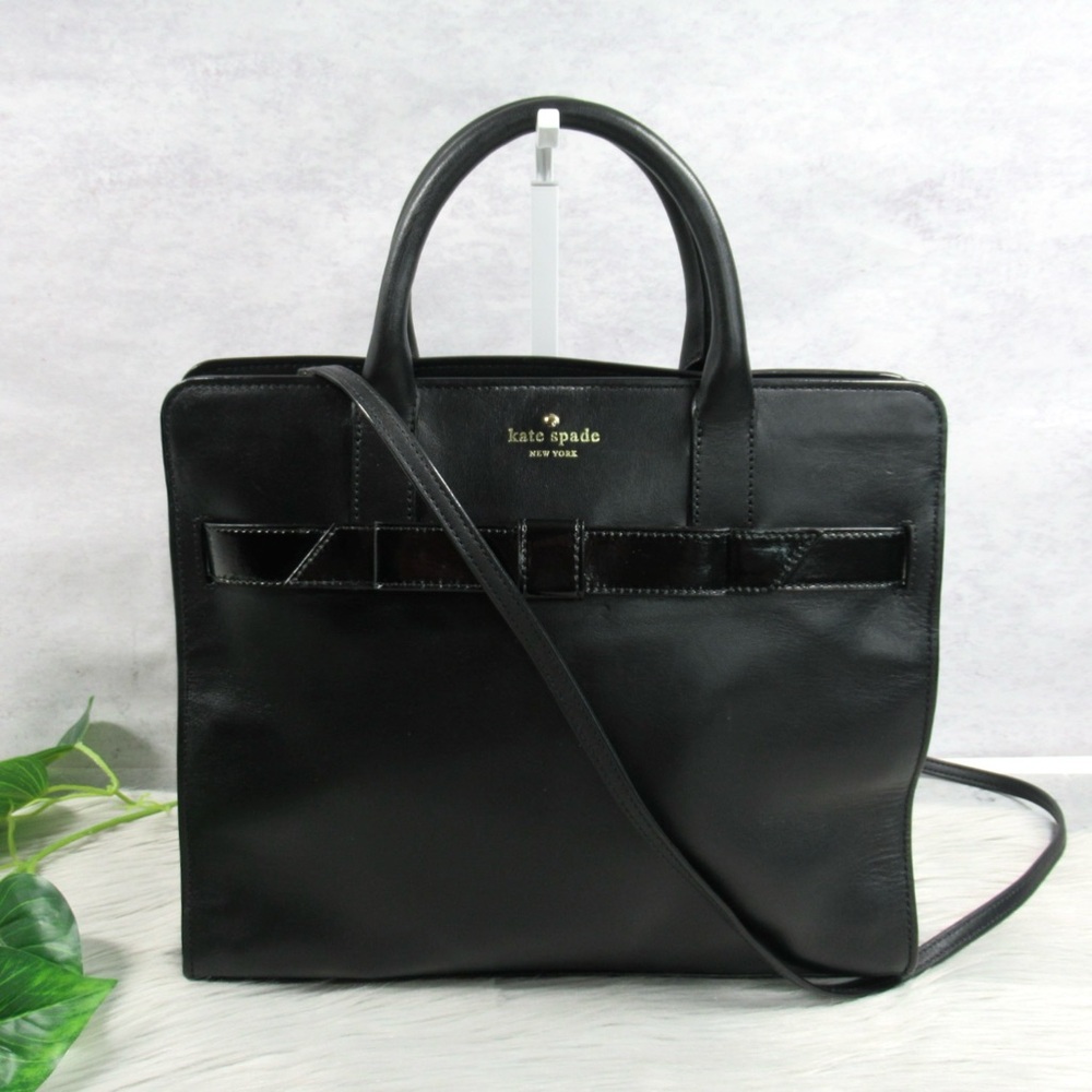 KATE SPADE Rosa Mount Ivy Black Leather Convertible Satchel Crossbody